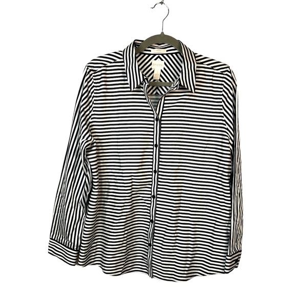 Chico's Tops - Chico’s Women’s Top Blouse Stripe Long Sleeve Cuffs